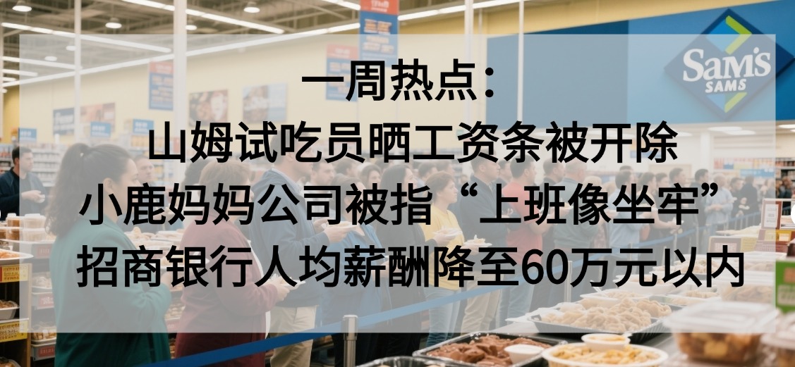 舆情热点：小鹿妈妈公司被指“上班像坐牢”/山姆试吃员晒工资条被开除