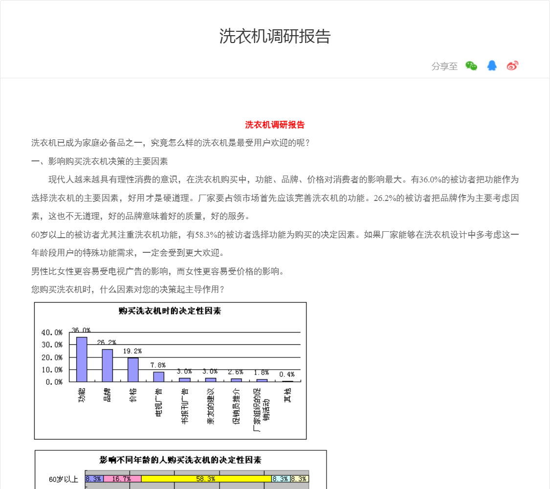洗衣机调研报告