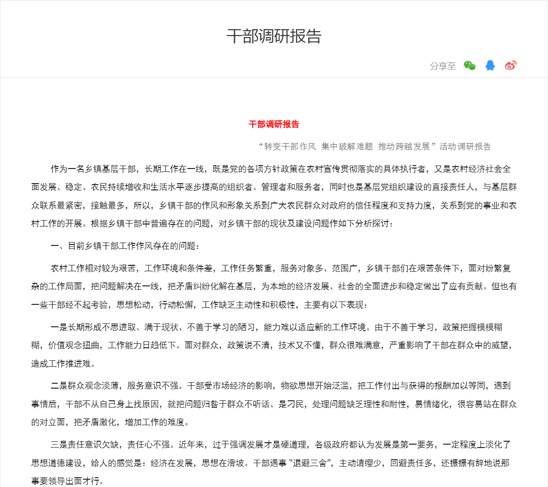 干部调研报告