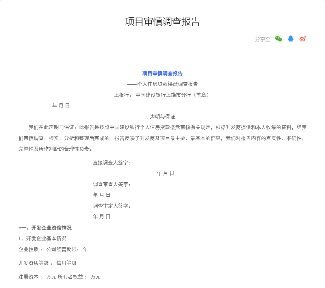 项目审慎调查报告
