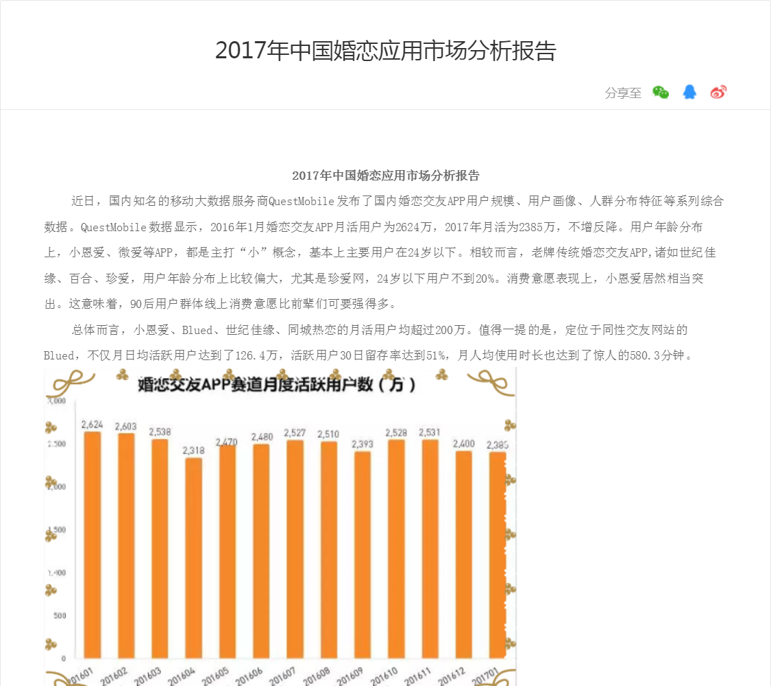 2017年中国婚恋应用市场分析报告